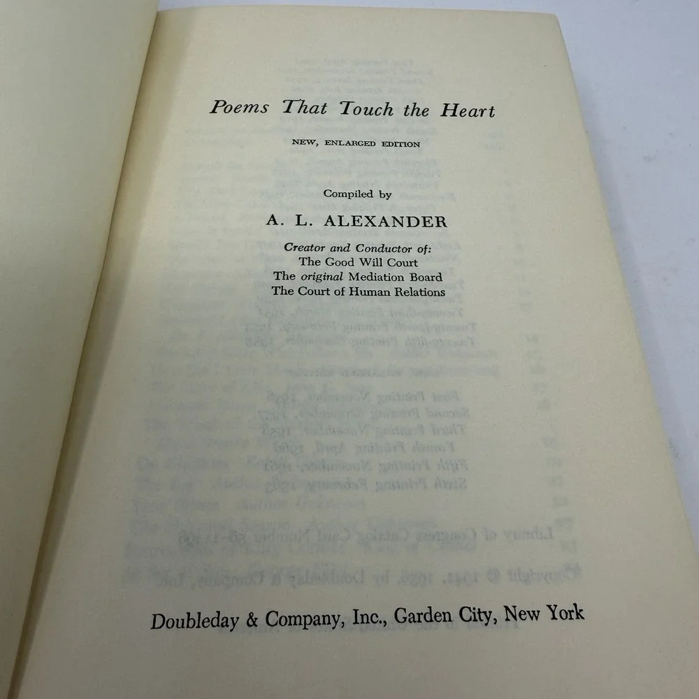 Poems That Touch the Heart A. L. Alexander Hardcover Enlarged Ed Doubleday 1956